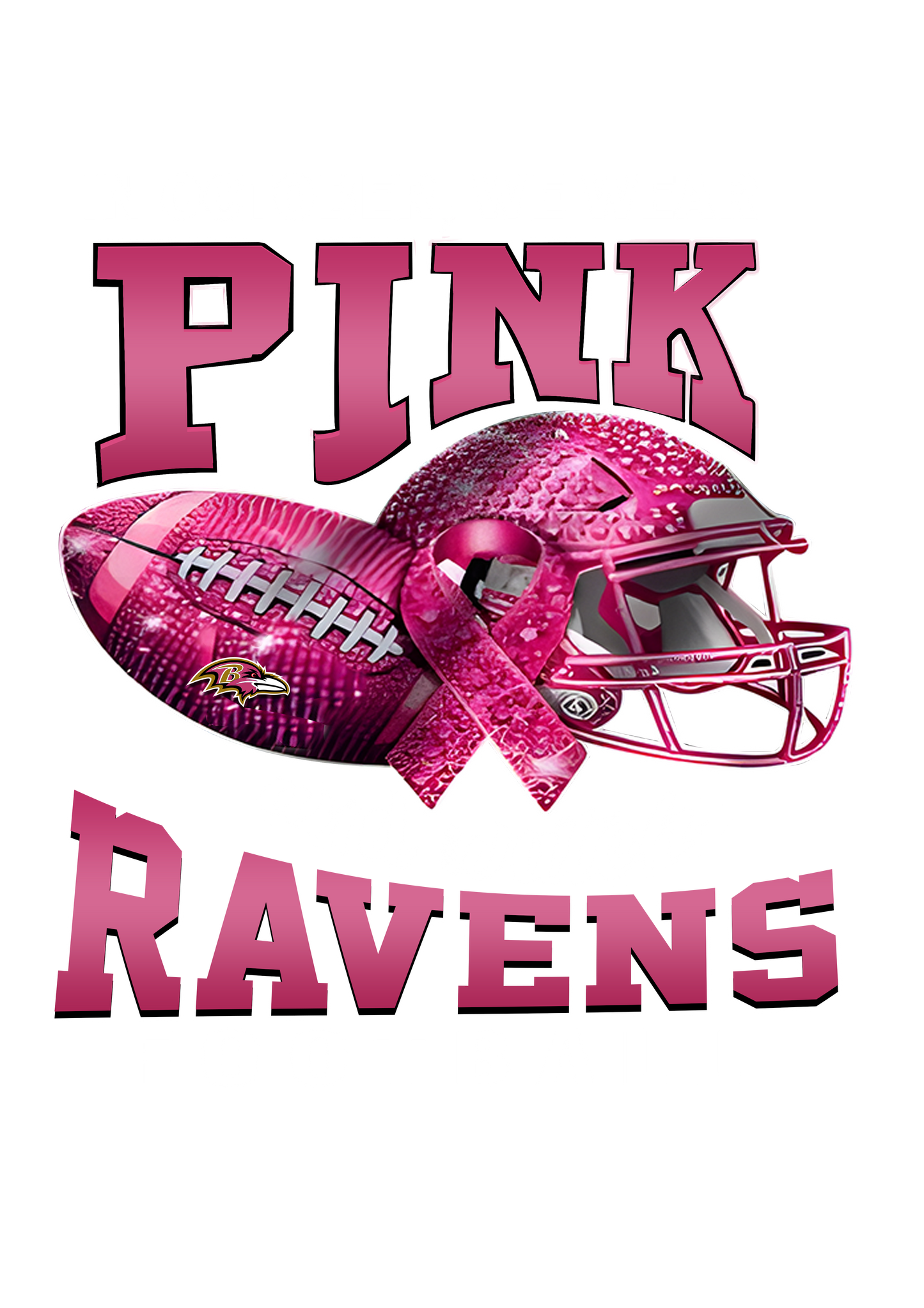 DTF Transfer • Baltimore Football • October Pink Out Rhinestone + Helmet & Football