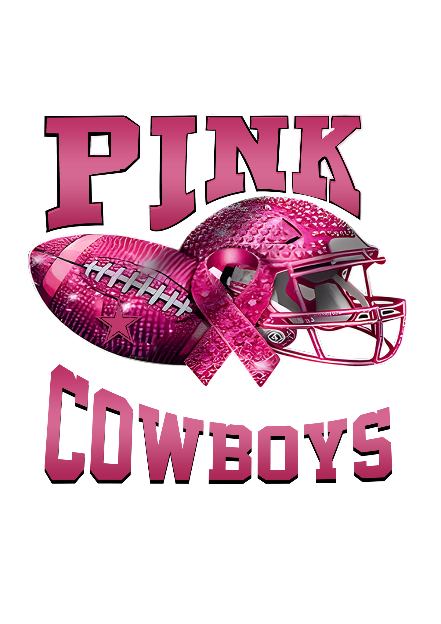DTF Transfer • Dallas Football • October Pink Out Rhinestone + Helmet & Football