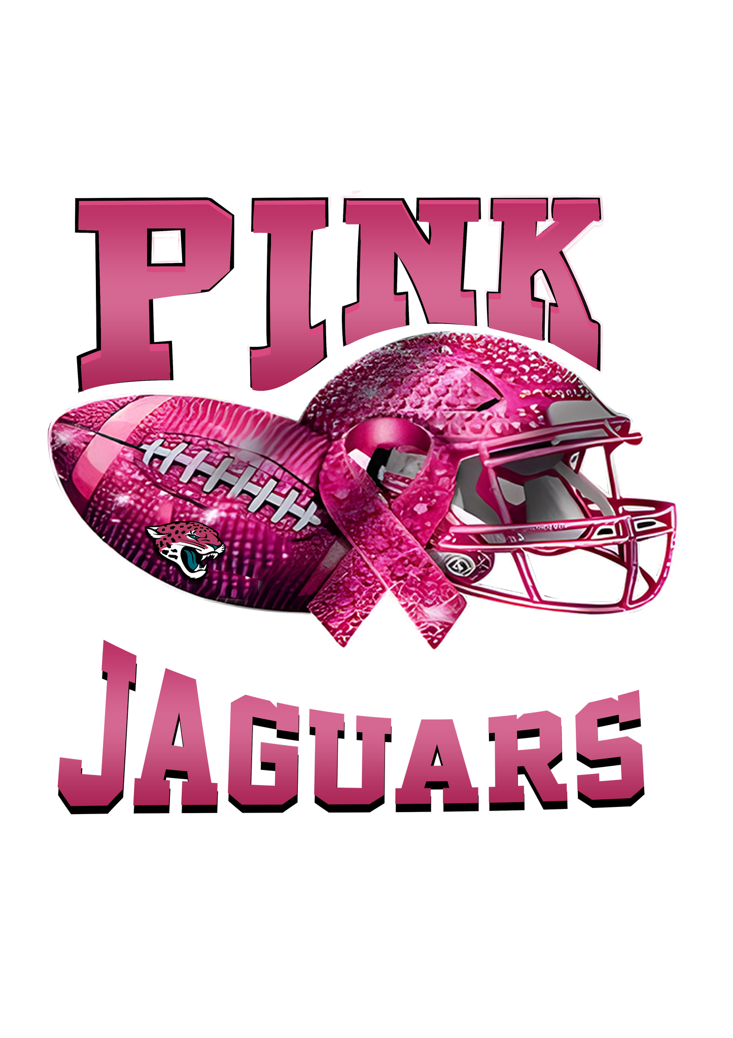 DTF Transfer • Jacksonville Football • October Pink Out Rhinestone + Helmet & Football