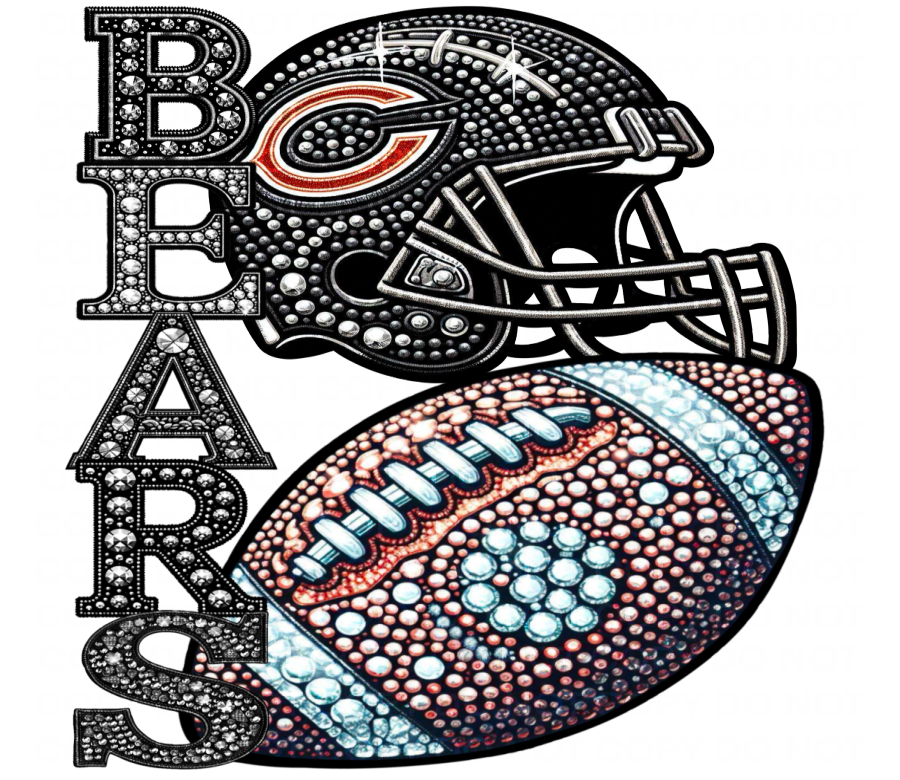 DTF Transfer • Chicago Football • Rhinestone Letters (stacked) + Helmet & Football