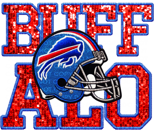 DTF Transfer • Buffalo Football • Sequin Letters & Helmet