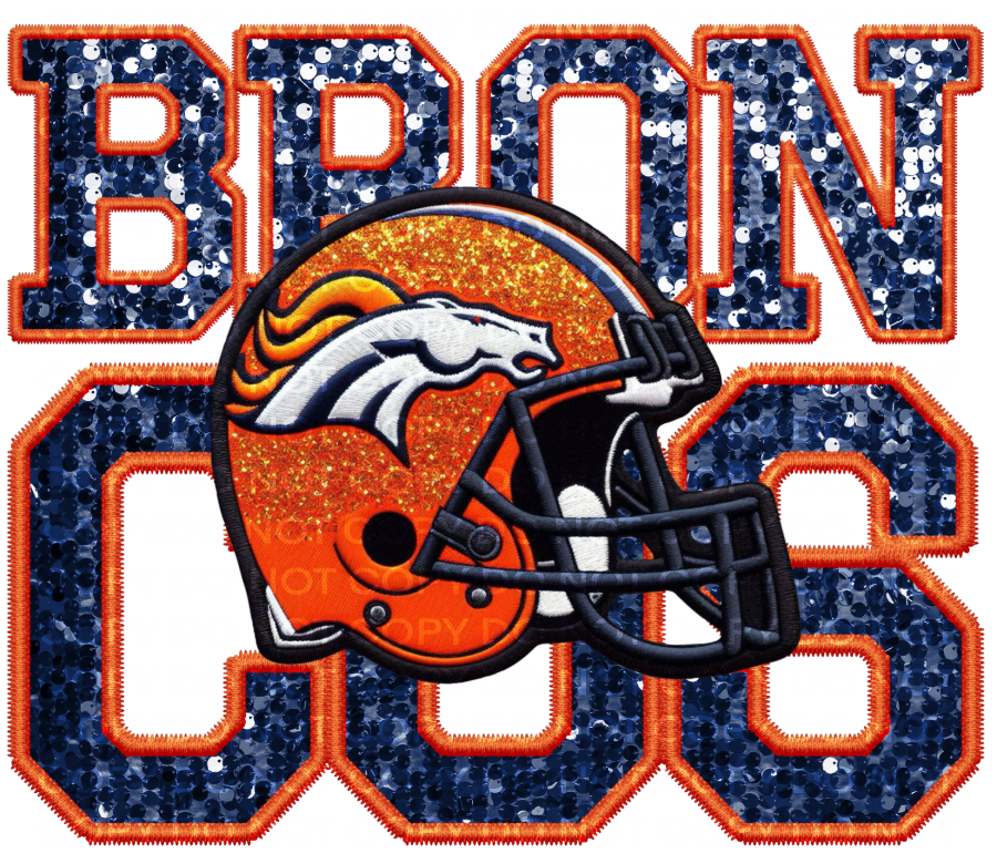 DTF Transfer • Denver Football • Sequin Letters & Helmet