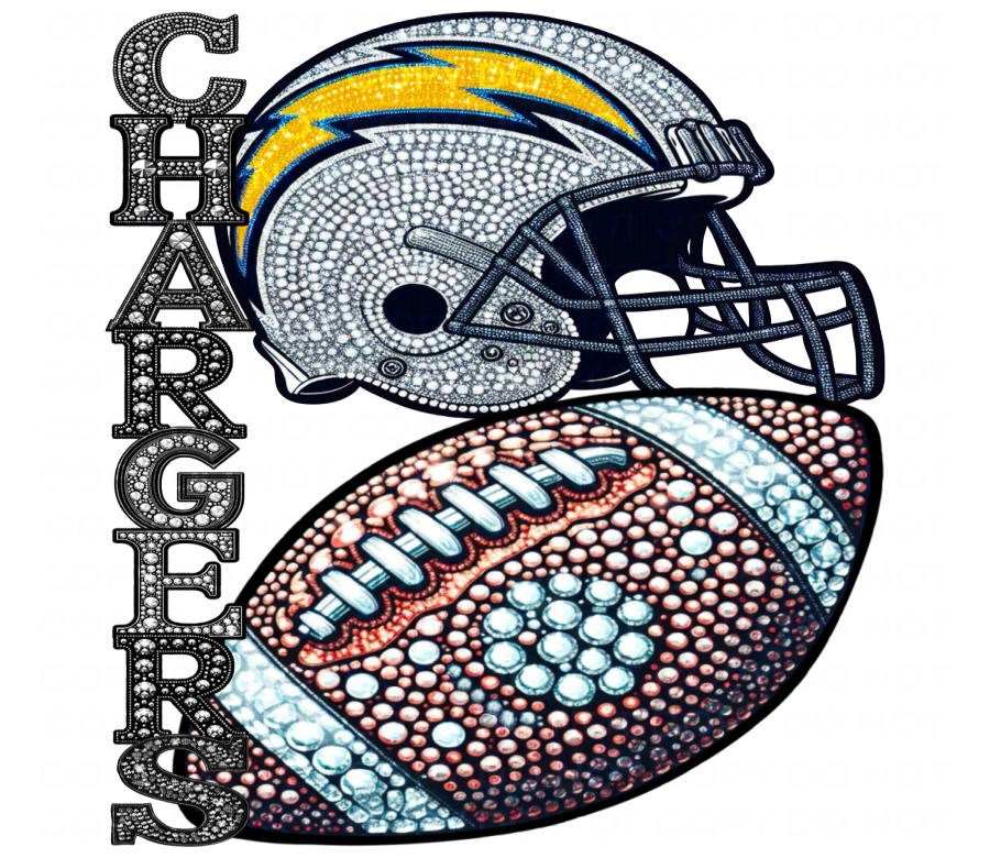 DTF Transfer • LA (Anaheim) Football • Rhinestone Letters (stacked) + Helmet & Football