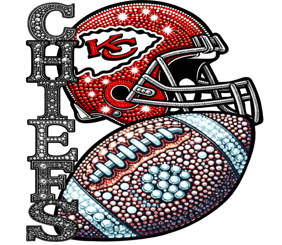 DTF Transfer • Kansas City Football • Rhinestone Letters (stacked) + Helmet & Football