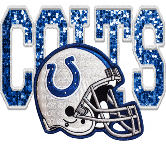 DTF Transfer • Indianapolis Football • Sequin Letters & Helmet