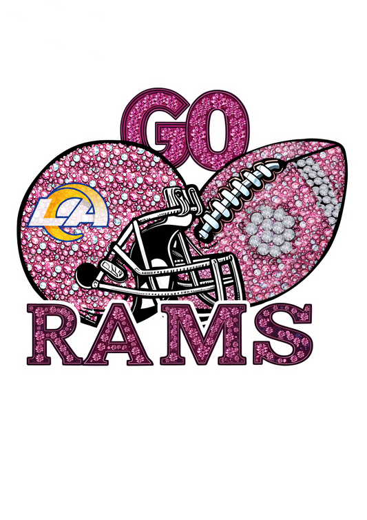 DTF Transfer • LA Rams Football • Pink Out Rhinestones (GO) + Helmet & Football