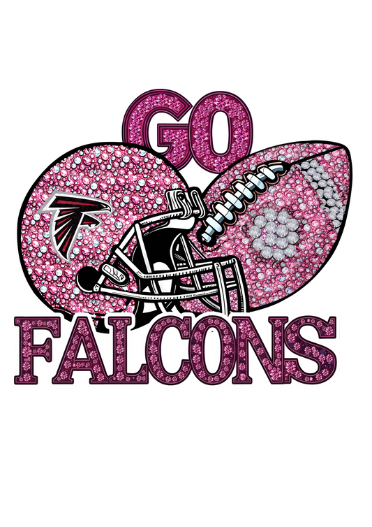DTF Transfer • Atlanta Football • Pink Out Rhinestones (GO) + Helmet & Football