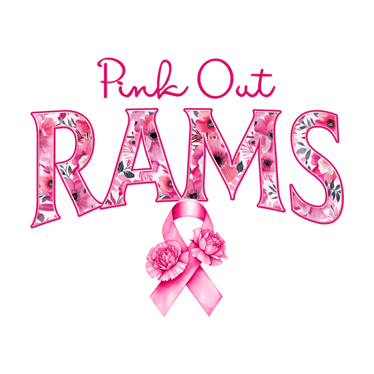 DTF Transfer • Rams Football • Pink Out Floral + Ribbon