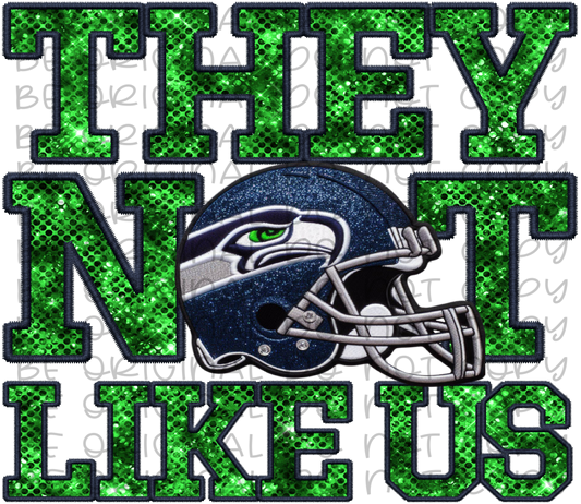 DTF Transfer • Seattle Football • They Not Like Us (sequins)