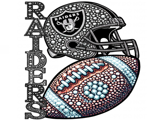DTF Transfer • Las Vegas Football • Rhinestone Letters (stacked) + Helmet & Football
