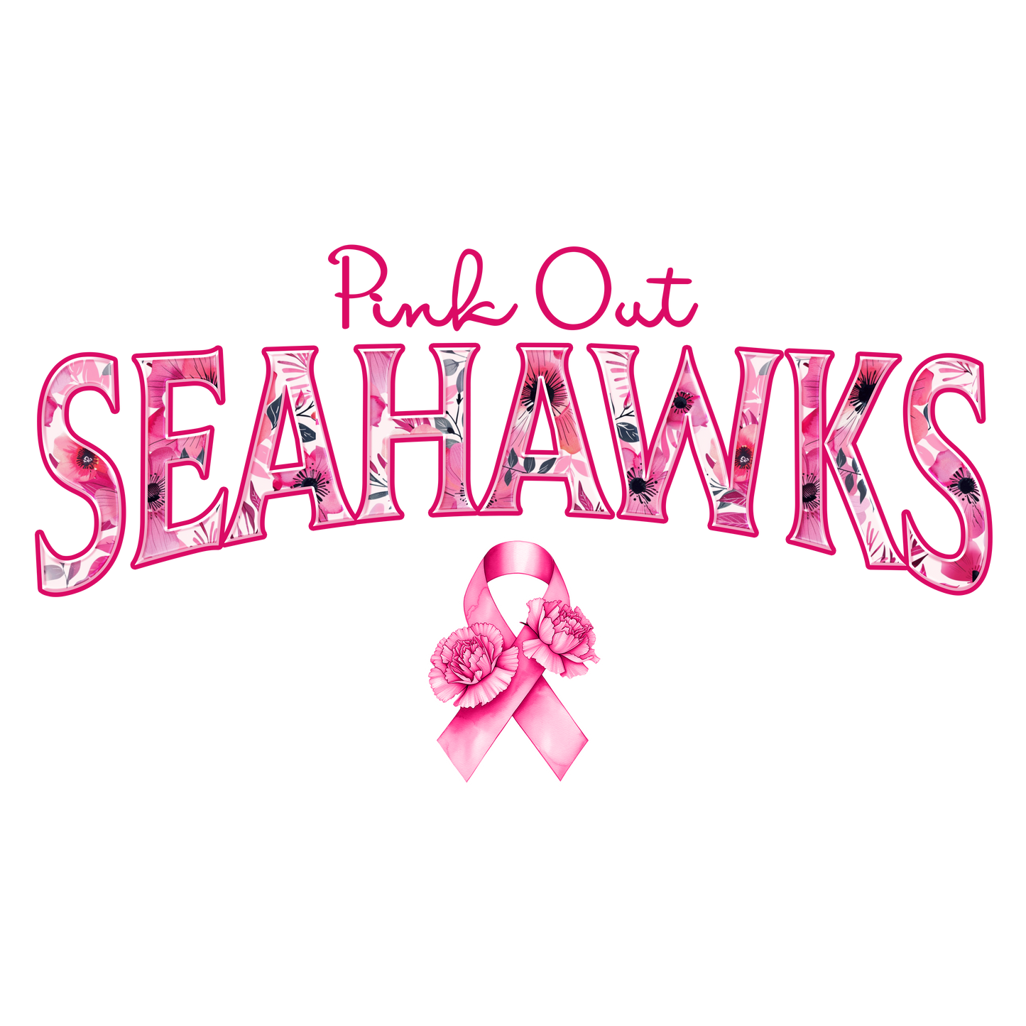 DTF Transfer • Seattle Football • Pink Out Floral + Ribbon