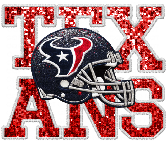 DTF Transfer • Houston Football • Sequin Letters & Helmet