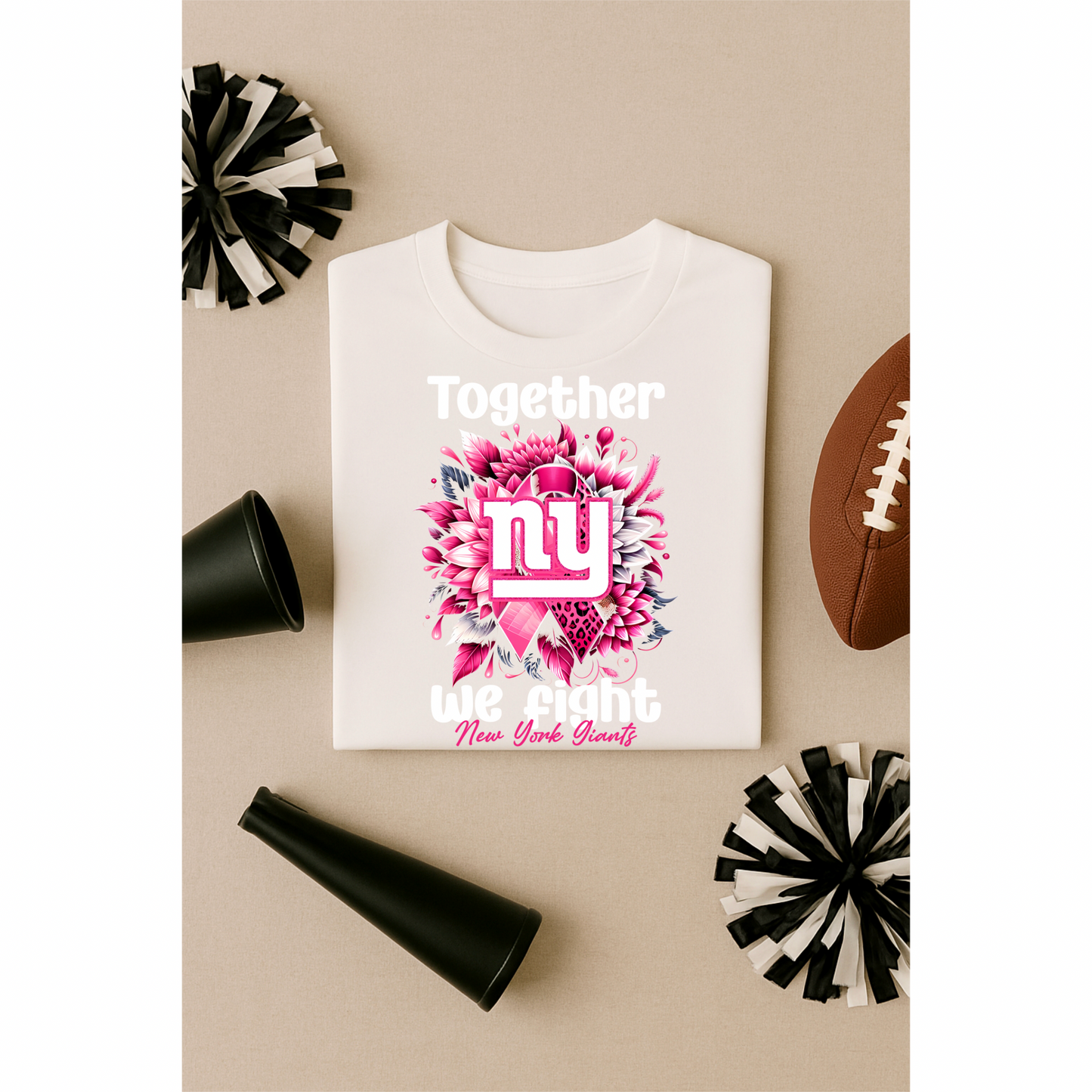 DTF Transfer • Giants Football • Together We Fight + Ribbon