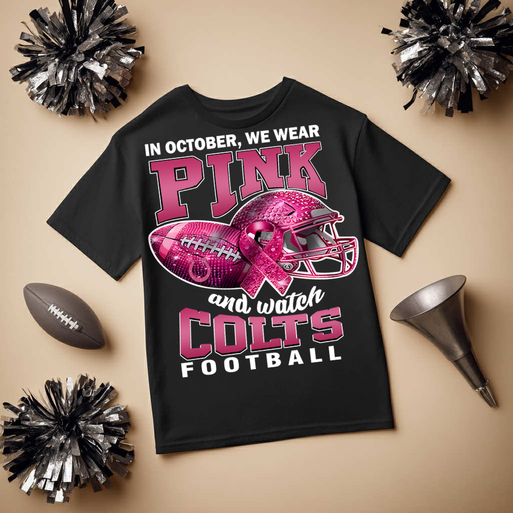DTF Transfer • Indianapolis Football • October Pink Out Rhinestone + Helmet & Football