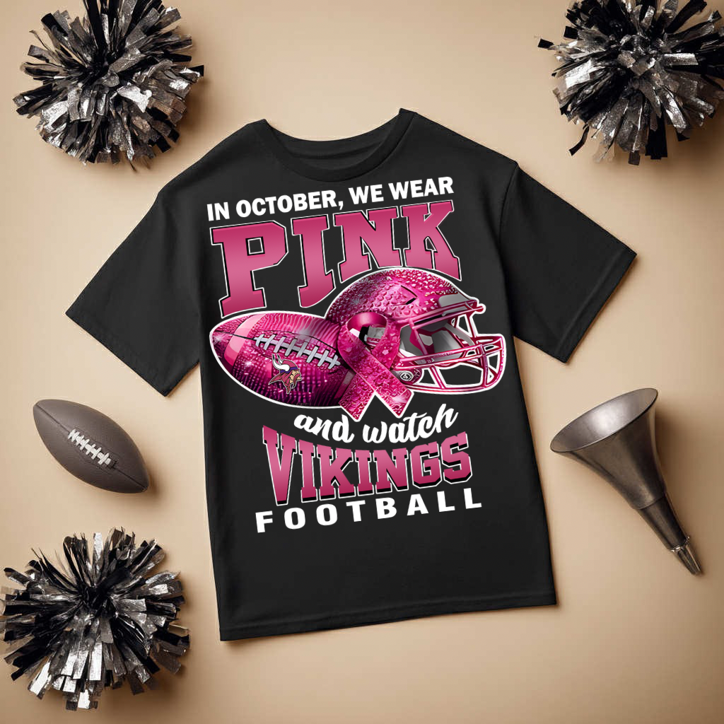 DTF Transfer • Minnesota Football • October Pink Out Rhinestone + Helmet & Football