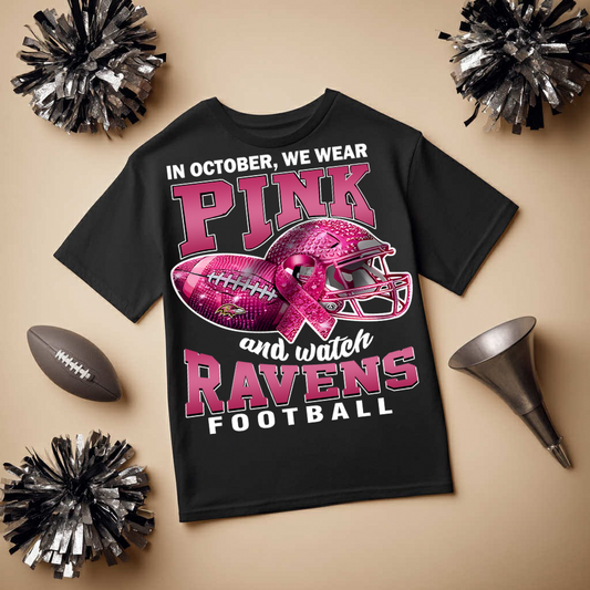 DTF Transfer • Baltimore Football • October Pink Out Rhinestone + Helmet & Football