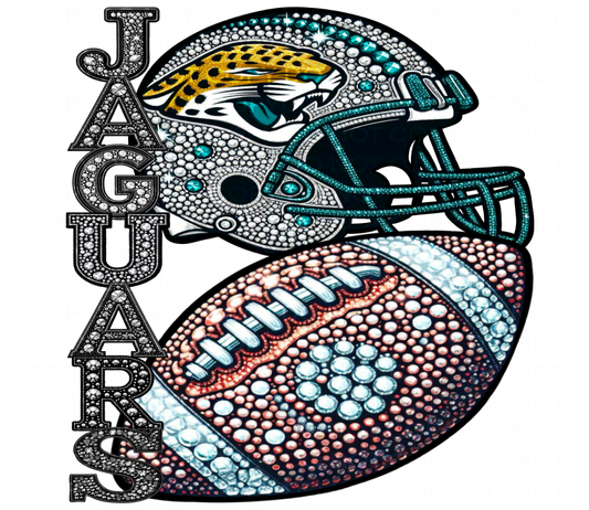 DTF Transfer • Jacksonville Football • Rhinestone Letters (stacked) + Helmet & Football